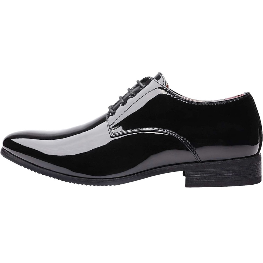 Bruno Marc Ceremony Black Faux Patent Leather Tuxedo Lace up dress shoe size 11
